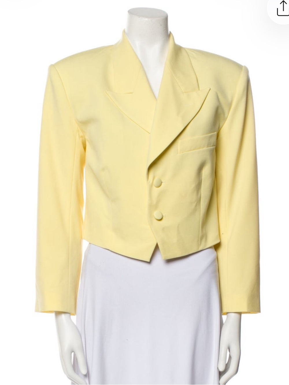 Cropped Double-Breasted Pastel Yellow Blazer